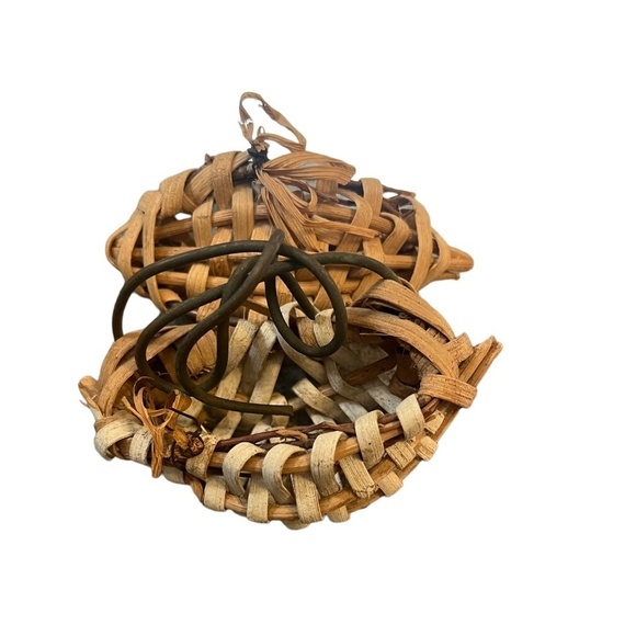 Set of 2 Early Antique Primitive Miniature Split Oak Buttocks Basket 2" - Picture 2 of 13